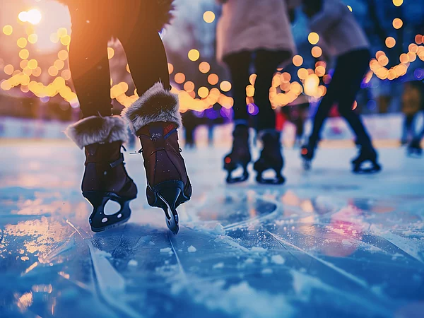 Eisfläche mit Schlittschufahrenden Personen